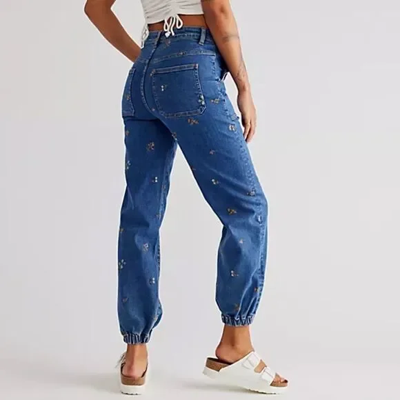 Driftwood x Free People Embroidered Denim Joggers - Picture 3 of 6